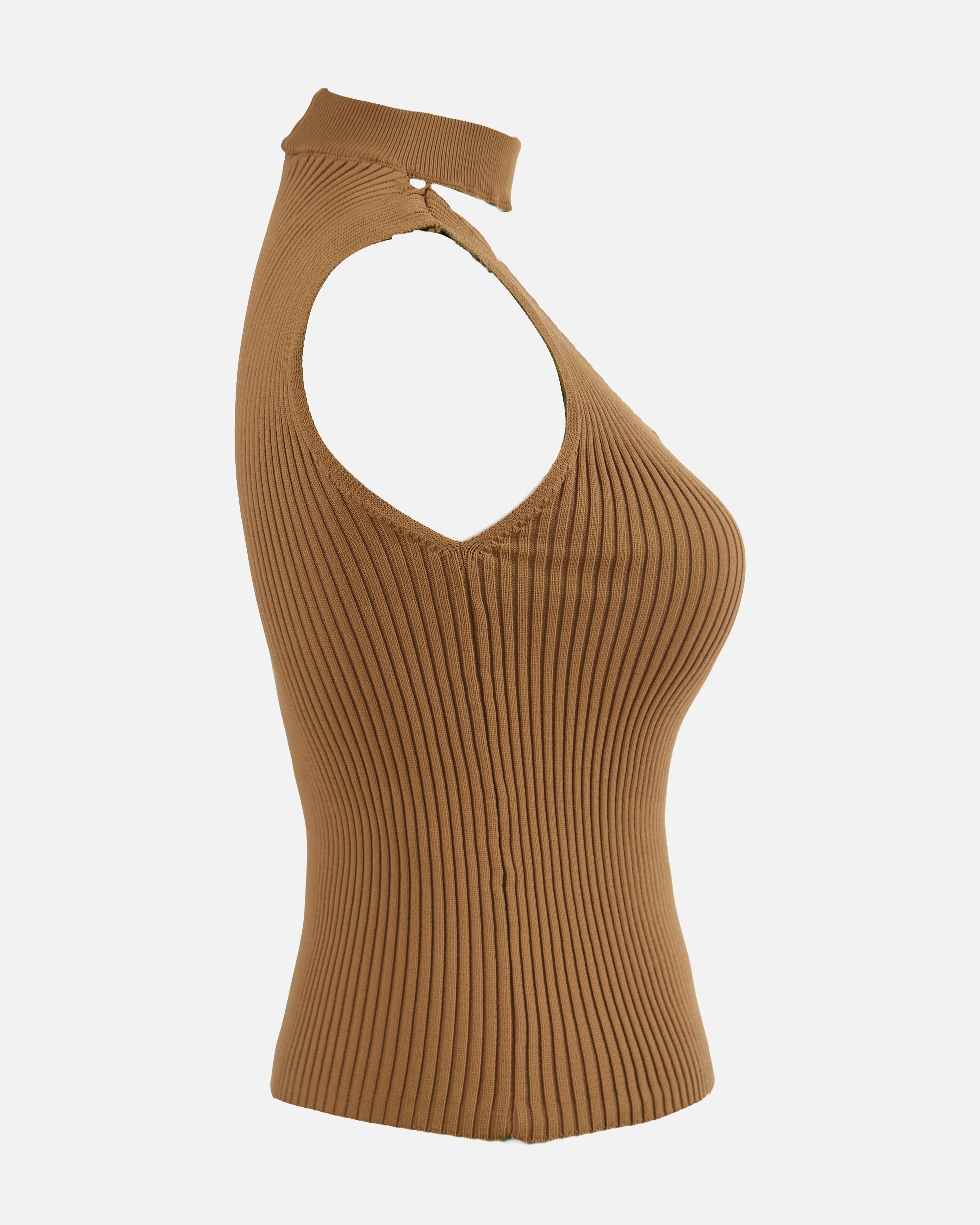 Strappy Detailed Round Collared Fitted Top