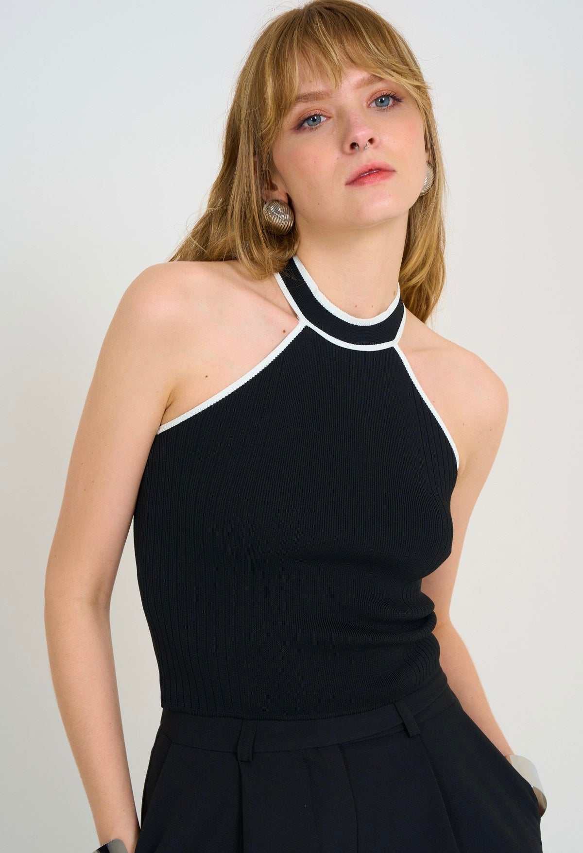 Contrast Tie back Halter Top