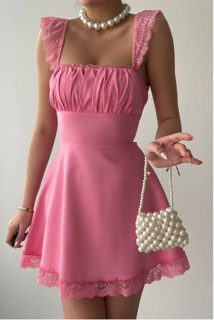 Barbie Pink Back-Tie Mini Dress