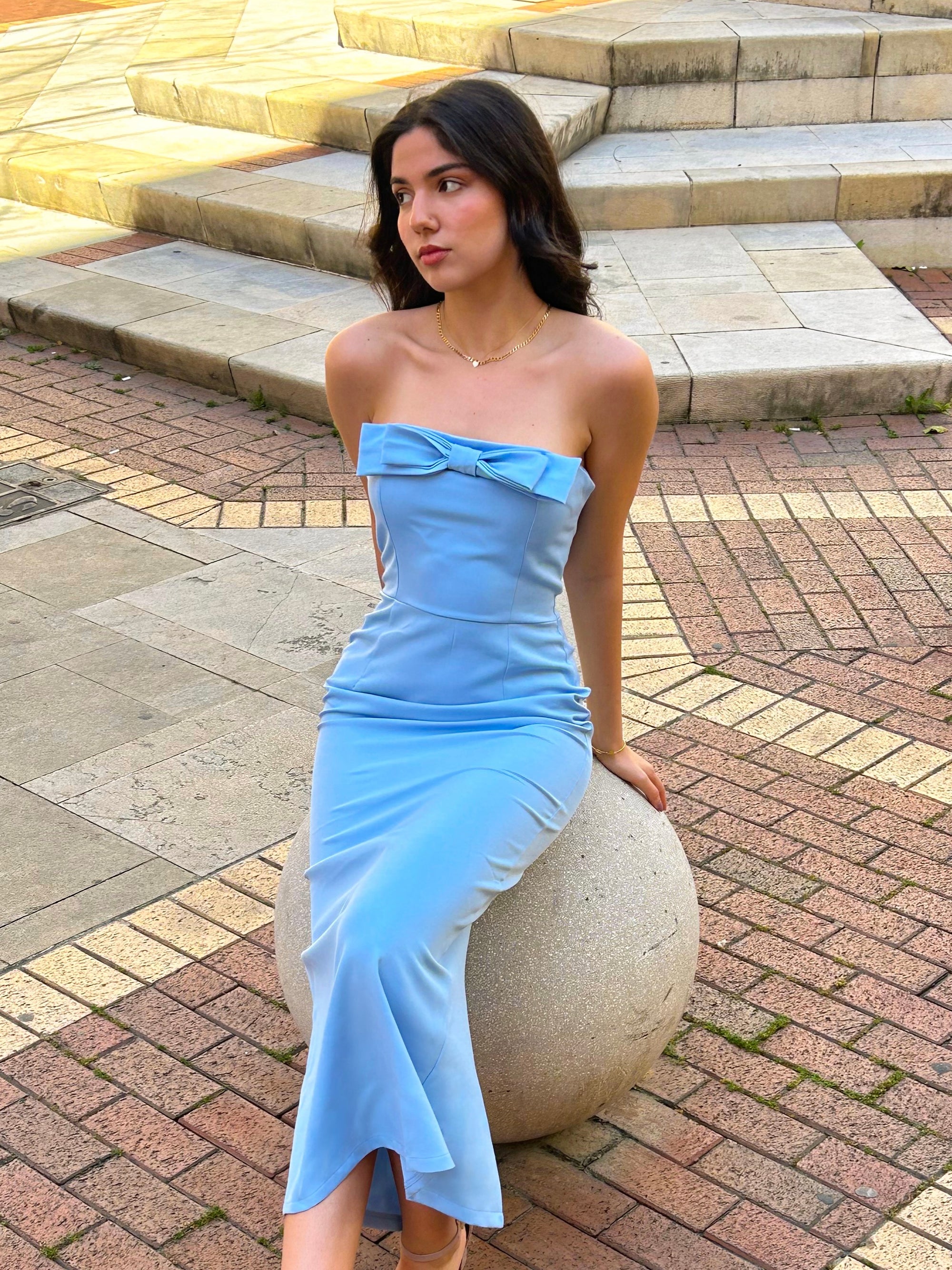 Bow detail Fitted Midi Dress