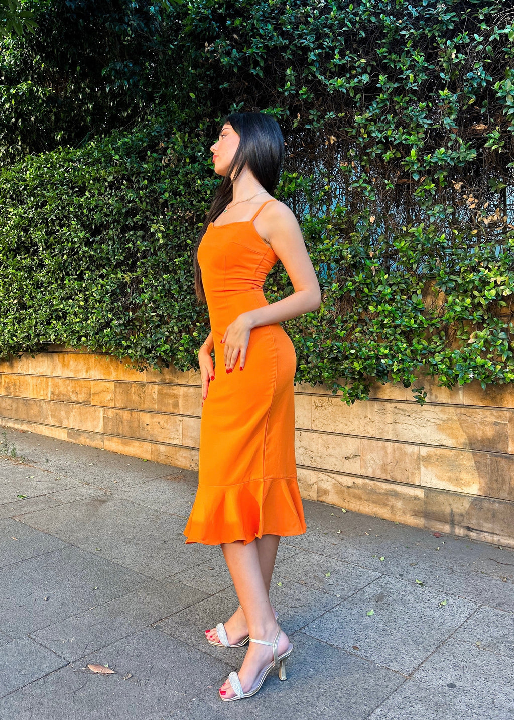 Fitted flare bottom midi dress