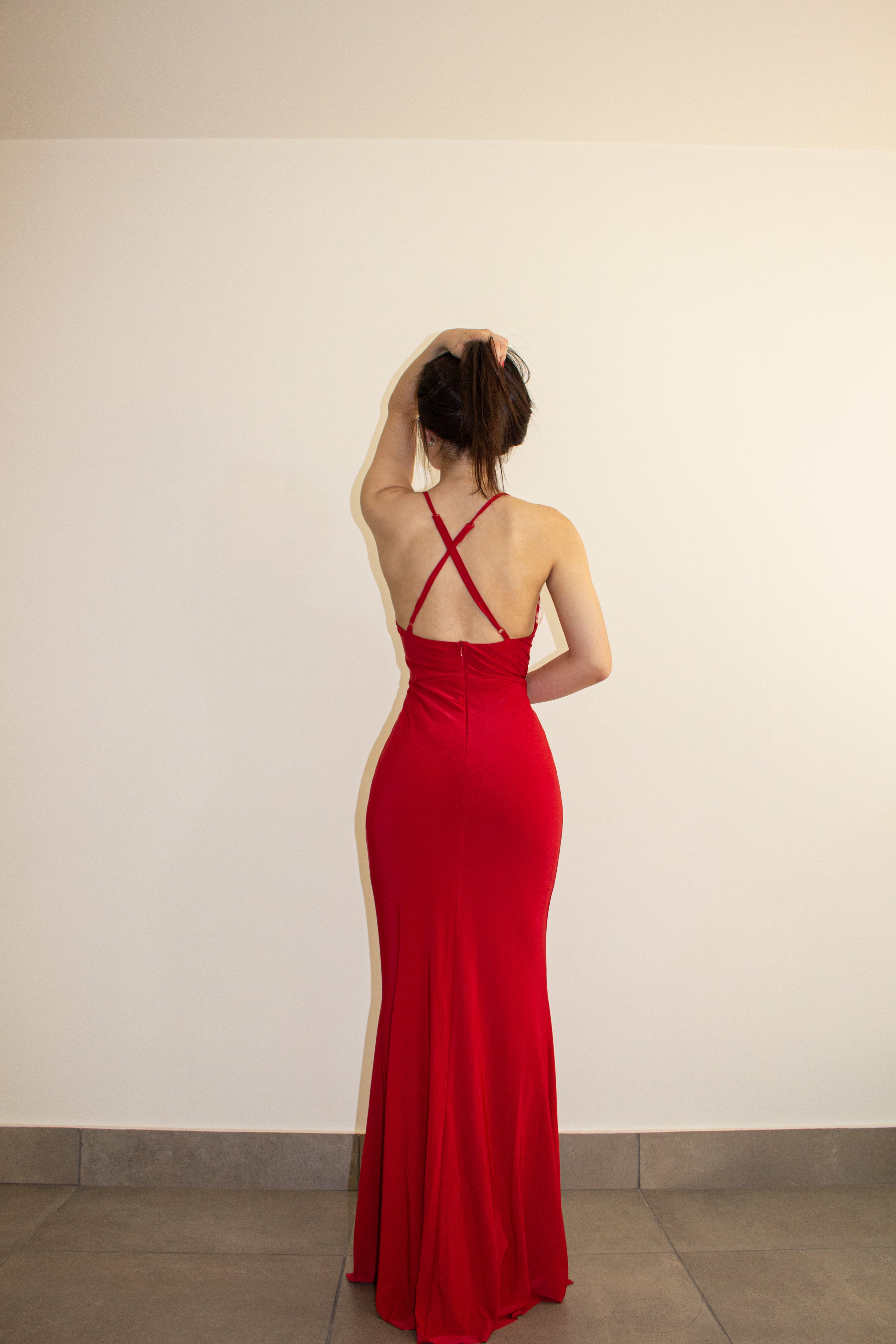 Red Crossback Maxi Dress